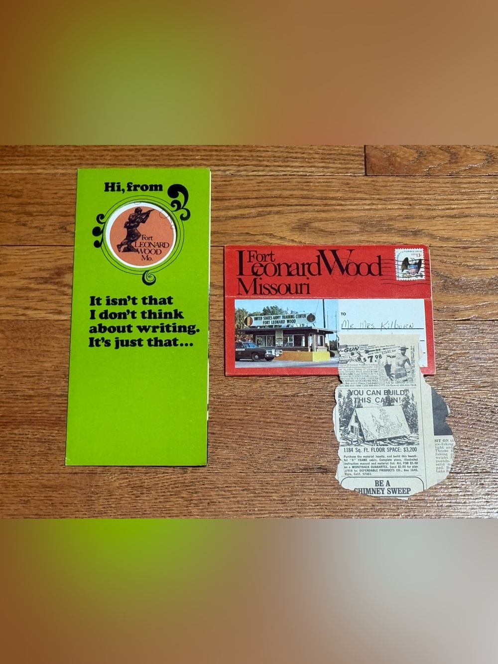 Set of (2) Vintage 1970’s Postcards from Fort Leonard Wood Missouri US Army